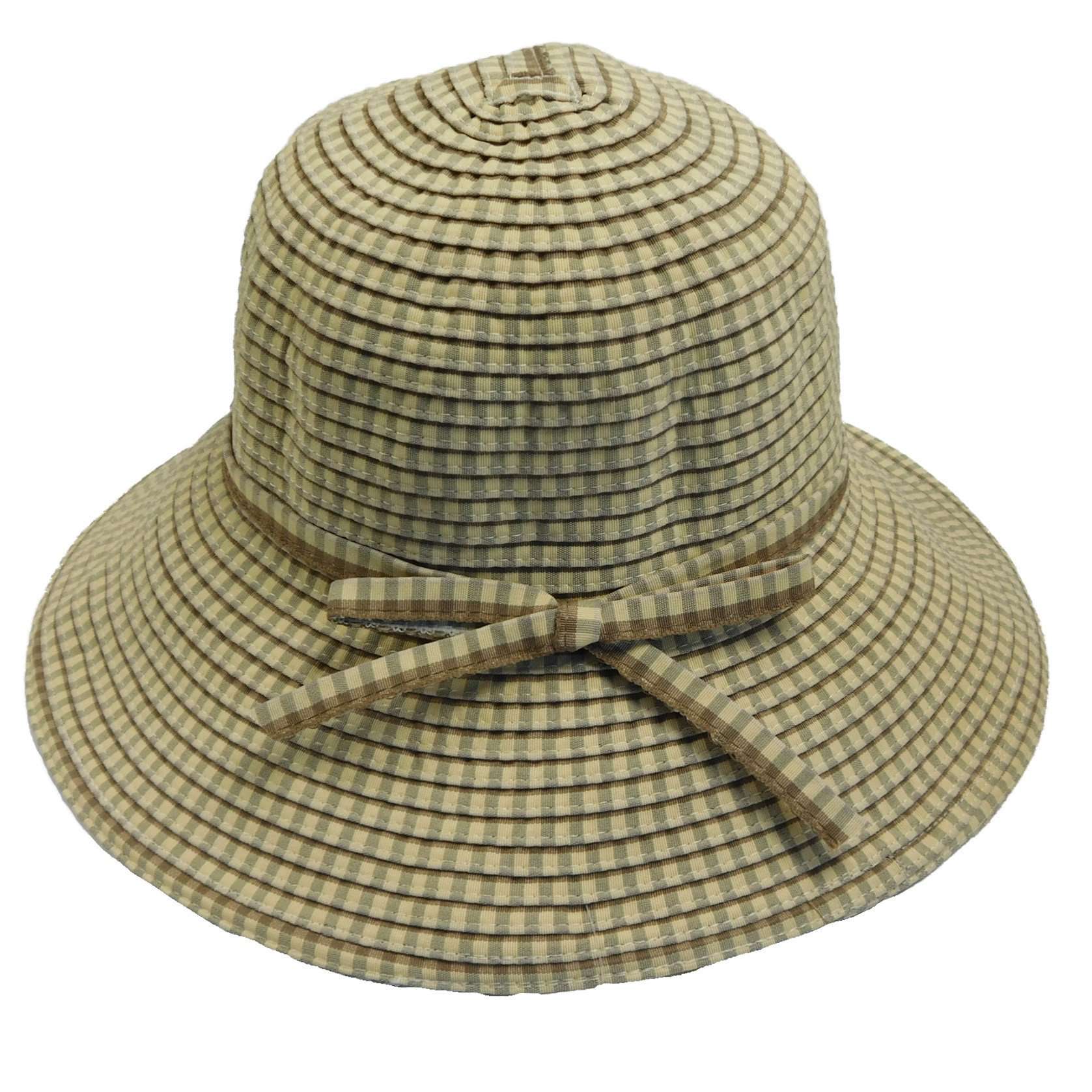Checkered Ribbon Summer Big Brim Hat - Jeanne Simmons Hats ...