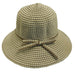 Checkered Ribbon Summer Big Brim Hat - Jeanne Simmons Hats Wide Brim Hat Jeanne Simmons JS9854BG Beige OS (57 cm) 