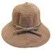 Checkered Ribbon Summer Big Brim Hat - Jeanne Simmons Hats Wide Brim Hat Jeanne Simmons JS9854BI Brick OS (57 cm) 