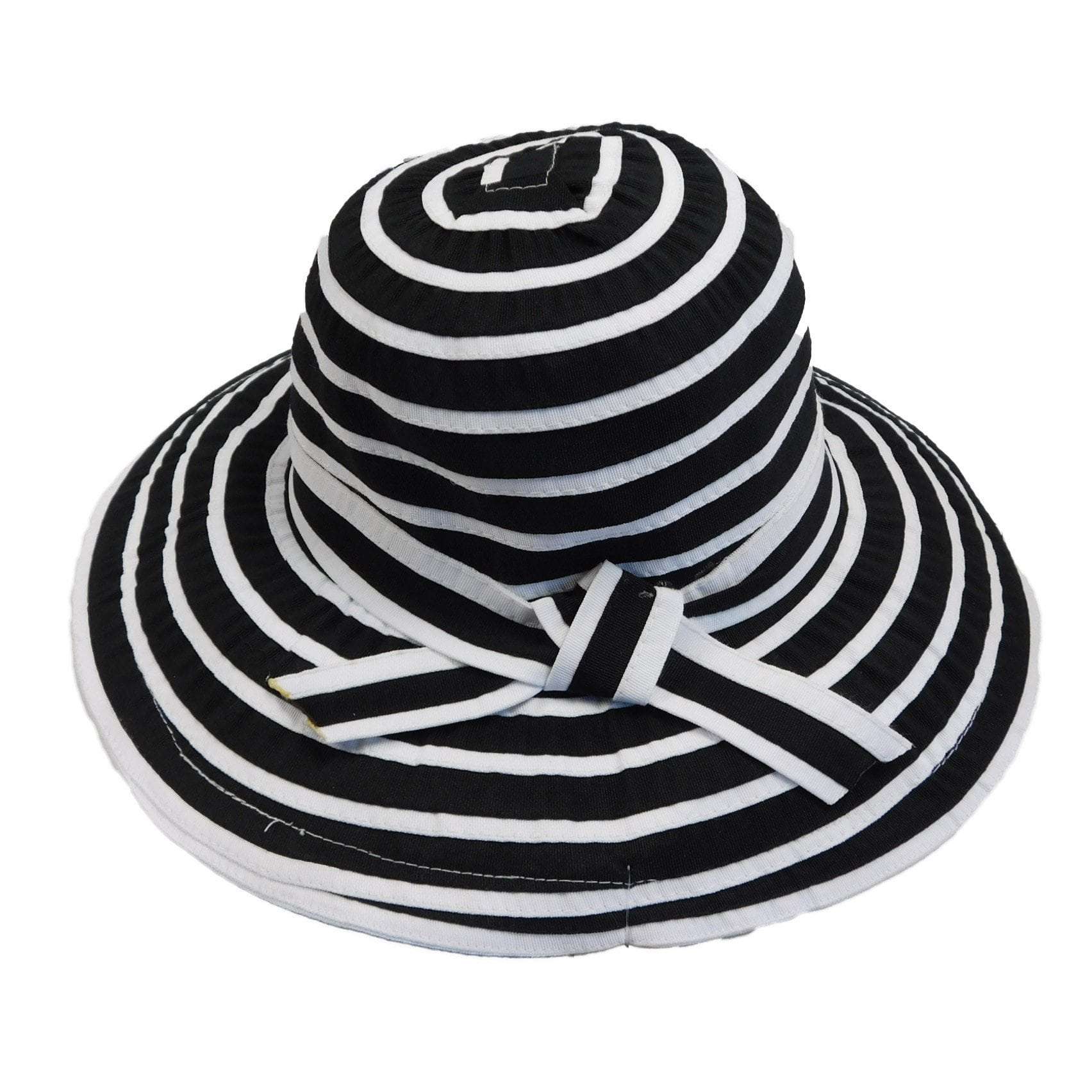 Striped Big Brim Ribbon Hat - Jeanne Simmons Hats Wide Brim Hat Jeanne Simmons    