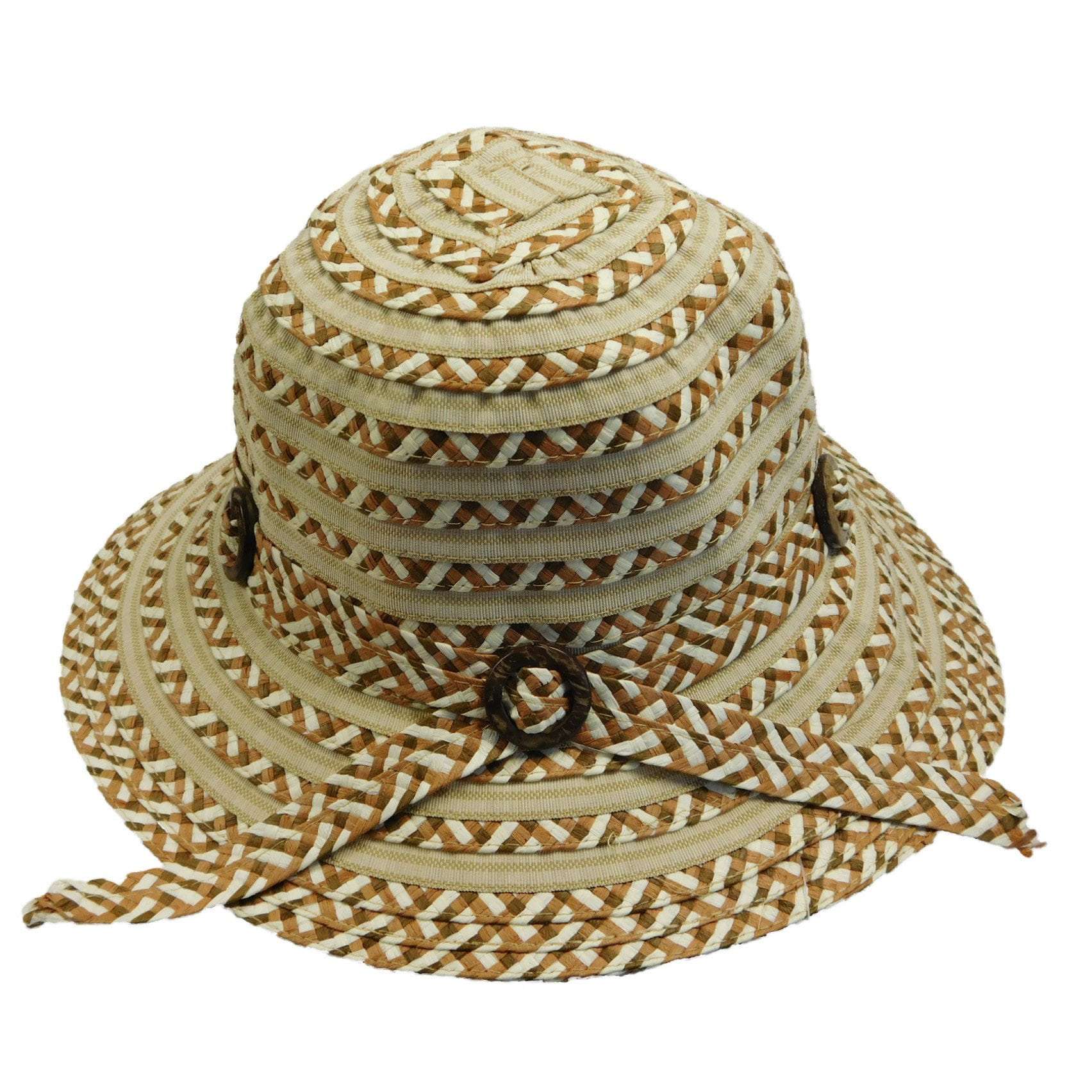 Ribbon and Toyo Braid Bucket Hat Wide Brim Hat Jeanne Simmons    