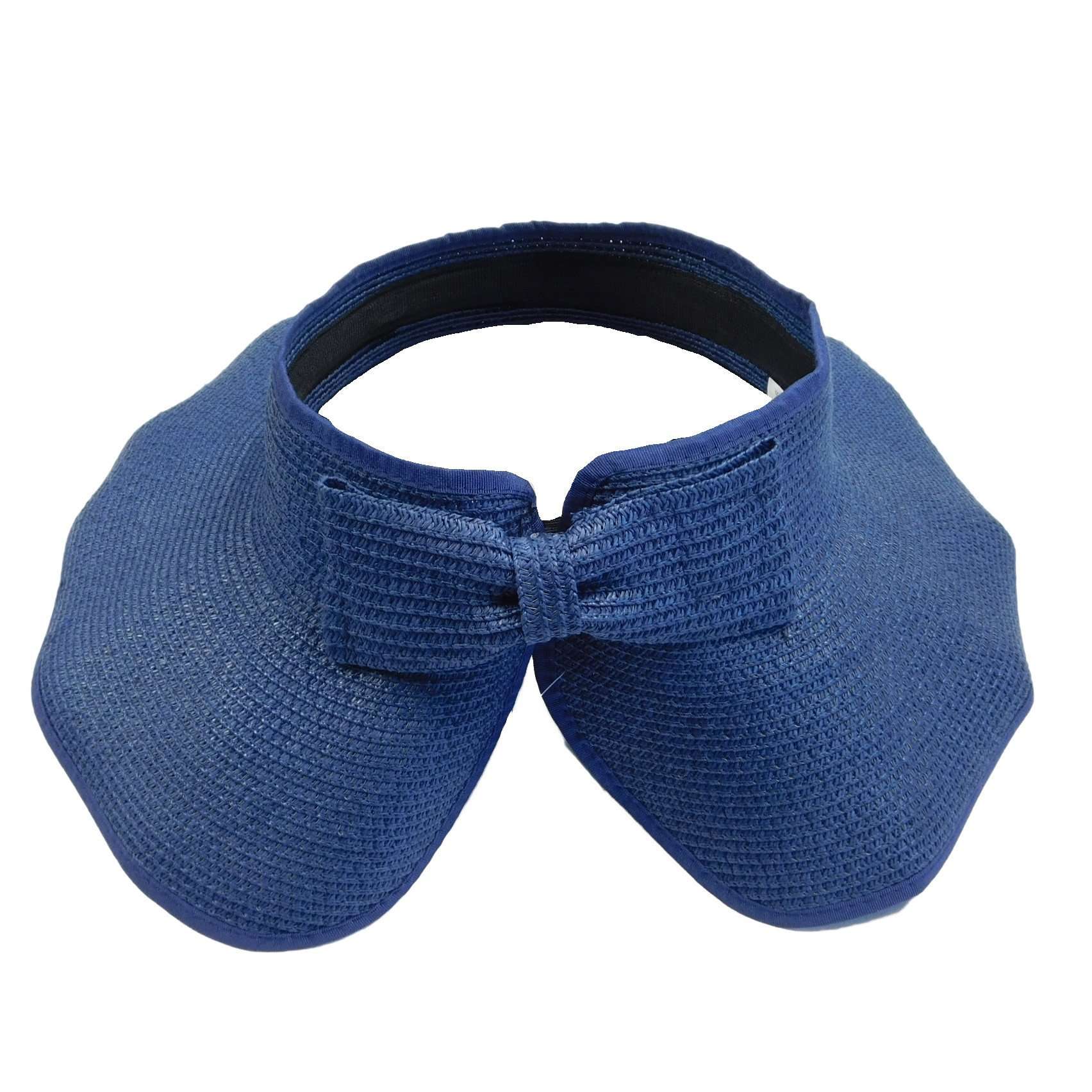 Paper Braid Rollup Visor with Bow Visor Cap Jeanne Simmons    