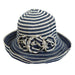 Striped Kettle Brim Hat with Flowers, Kettle Brim Hat - SetarTrading Hats 
