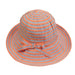 Striped Ribbon Sun Hat Kettle Brim Hat Jeanne Simmons WSPR730PK Pink  