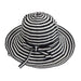 Striped Ribbon Sun Hat Kettle Brim Hat Jeanne Simmons WSPR730BK Black  
