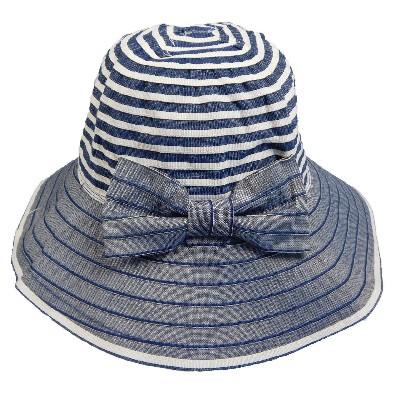 Striped Crown Ribbon Hat Kettle Brim Hat Jeanne Simmons    