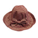 Pulled Ribbon Sun Hat with Bow by JSA for Women Wide Brim Hat Jeanne Simmons js9215WN Wine  