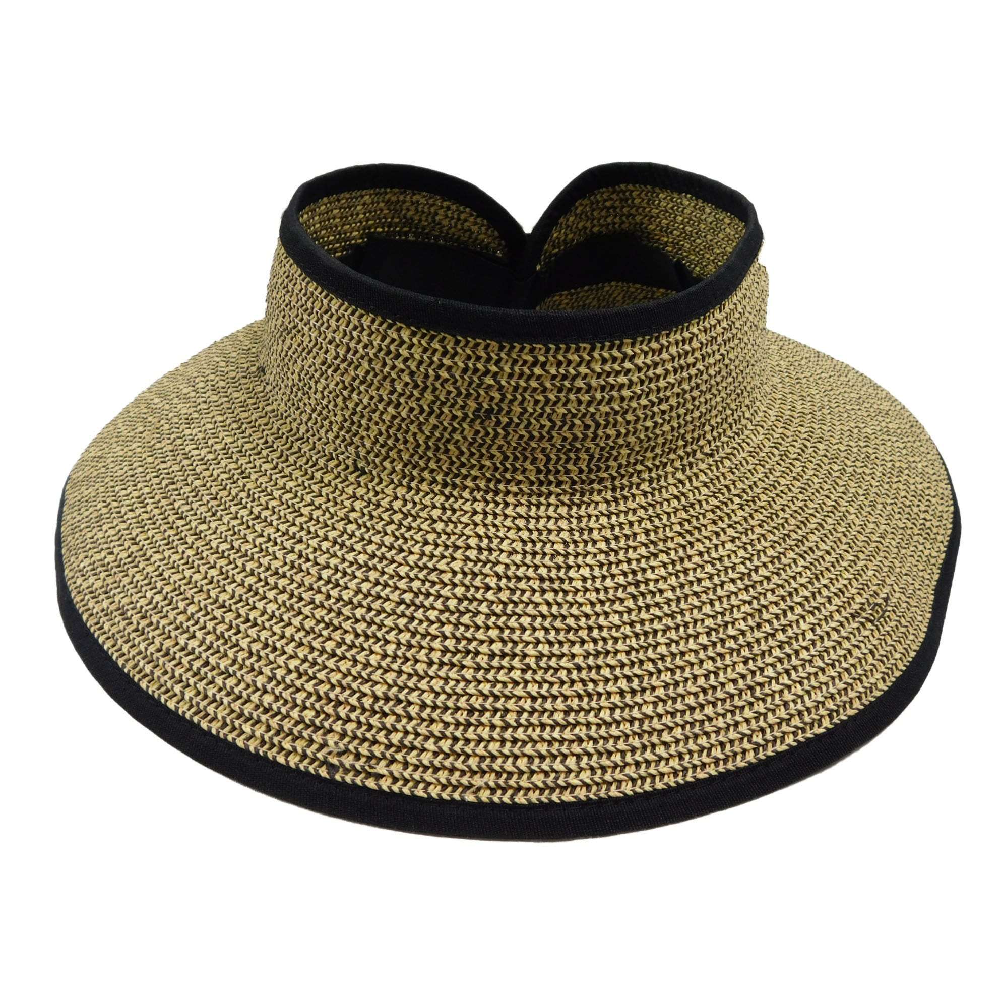 Roll-Up Straw Sun Visor Hat, Wide Brim, Adjustable, UPF 50+, Packable HA-5875-Navy-2.jpg?v-cache=  main image 2