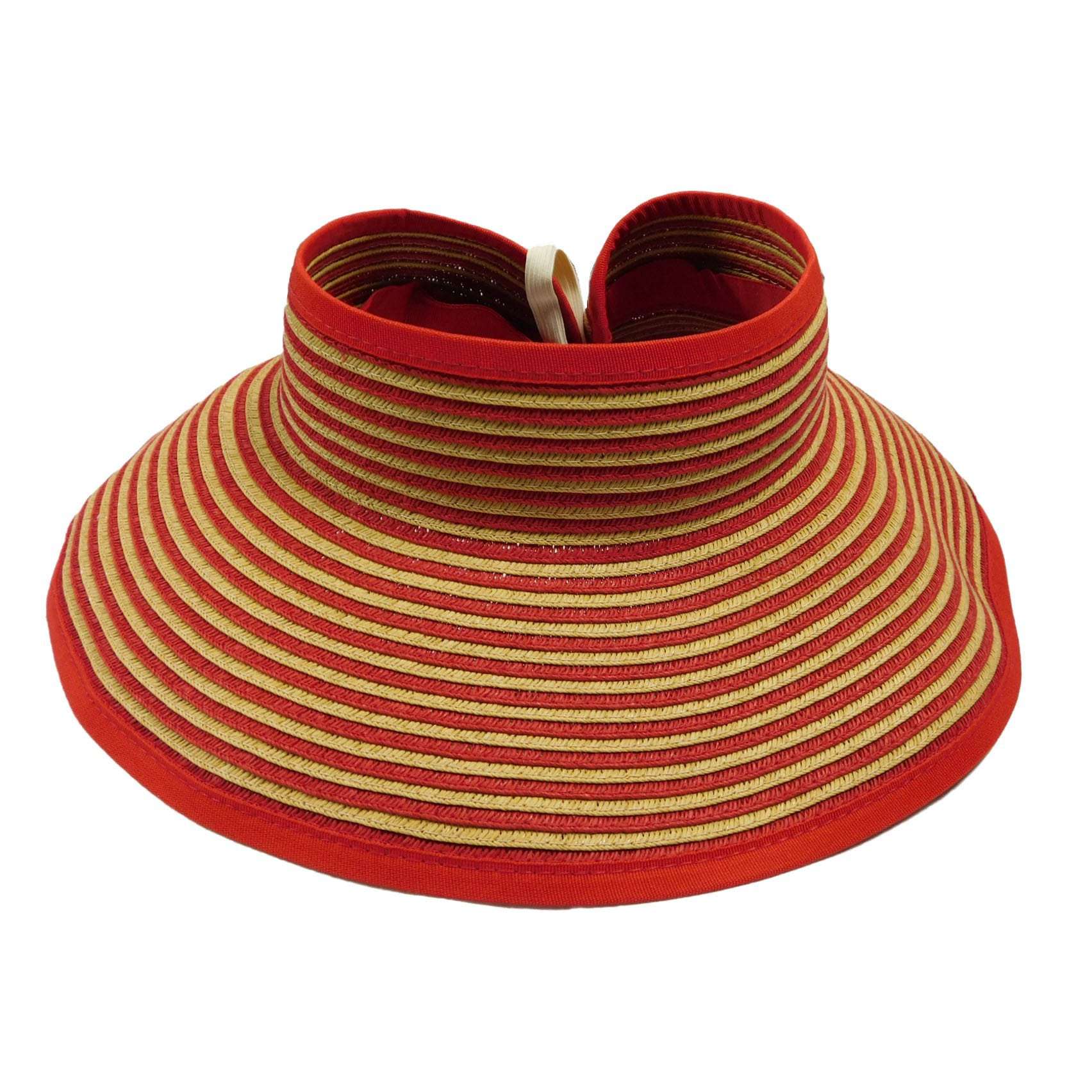Two Tone Roll Up Wrap Around Sun Visor Hat by Boardwalk Visor Cap Boardwalk Style Hats da148-2rd Red OS 