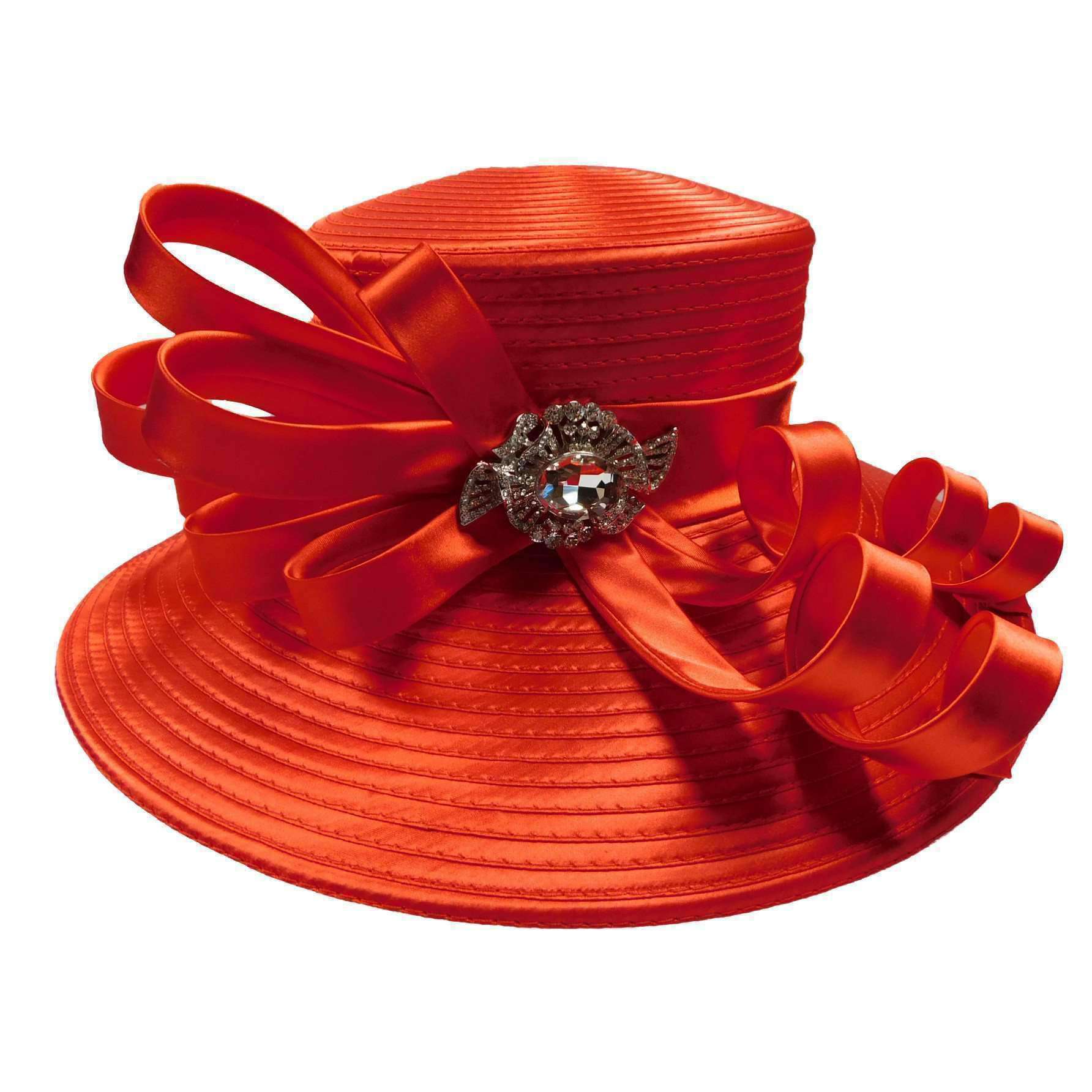 Large Brim Satin Braid Dress Hat Dress Hat Something Special LA WWSR801RD Red  
