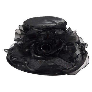 Large Ruffle Edge Shimmer Organza Hat Dress Hat Something Special LA WSSK816BK Black  