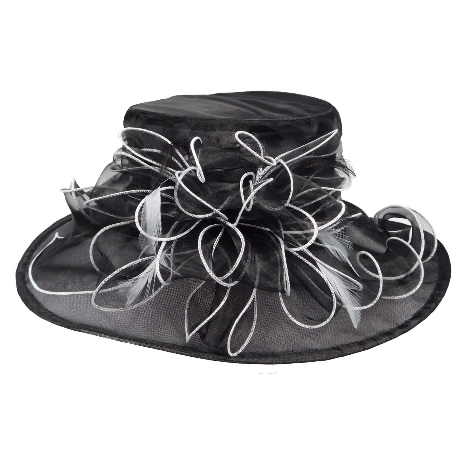 Twisted Ribbon Flower Organza Hat, Dress Hat - SetarTrading Hats 