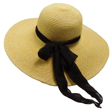 Summer Floppy Hat with Chiffon Bow Floppy Hat Milani Hats WSPS472BN Natural