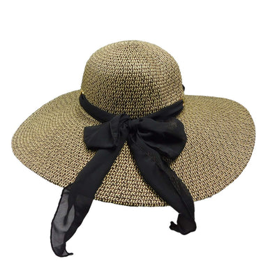 Summer Floppy Hat with Chiffon Bow Floppy Hat Milani Hats WSPS472BK Brown Tweed
