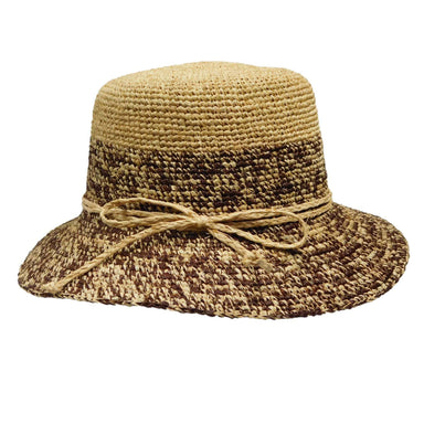 Two Tone Raffia Cloche Hat - Sophia Collection Cloche Something Special LA WSRA479BN Brown Medium (57 cm) 