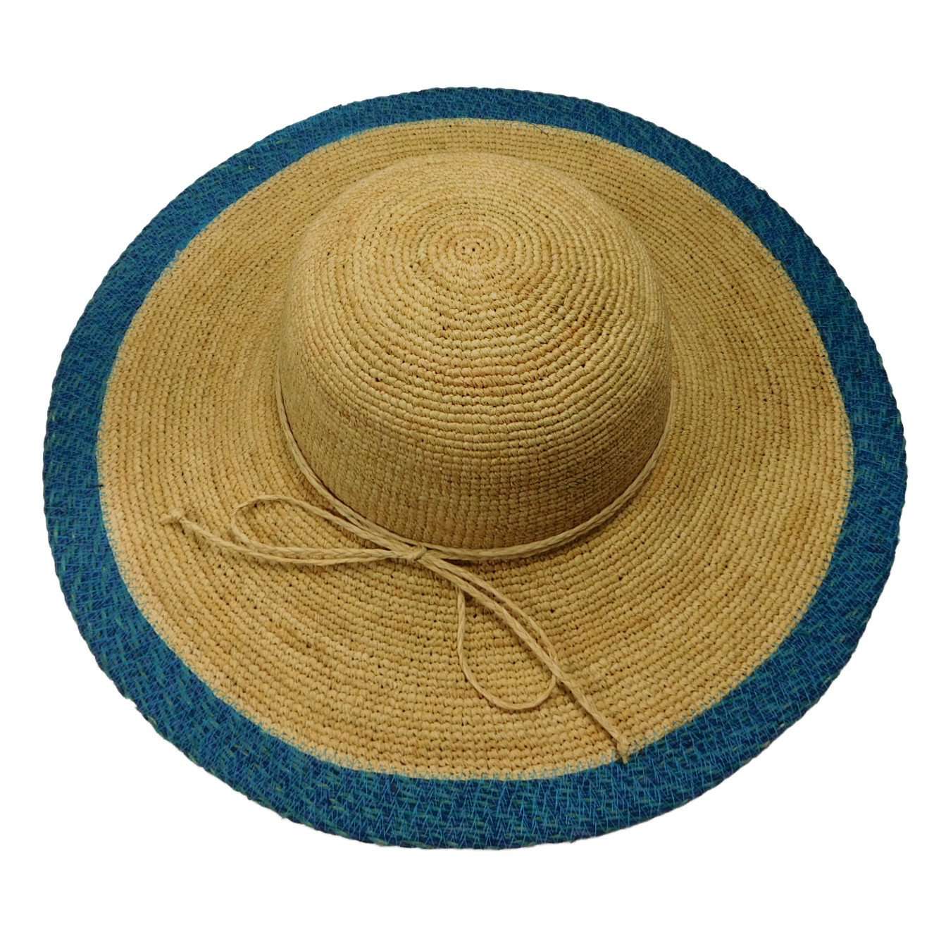 Two Tone Natural Raffia Beach Hat - Sophia Hat Collection Floppy Hat Something Special LA    