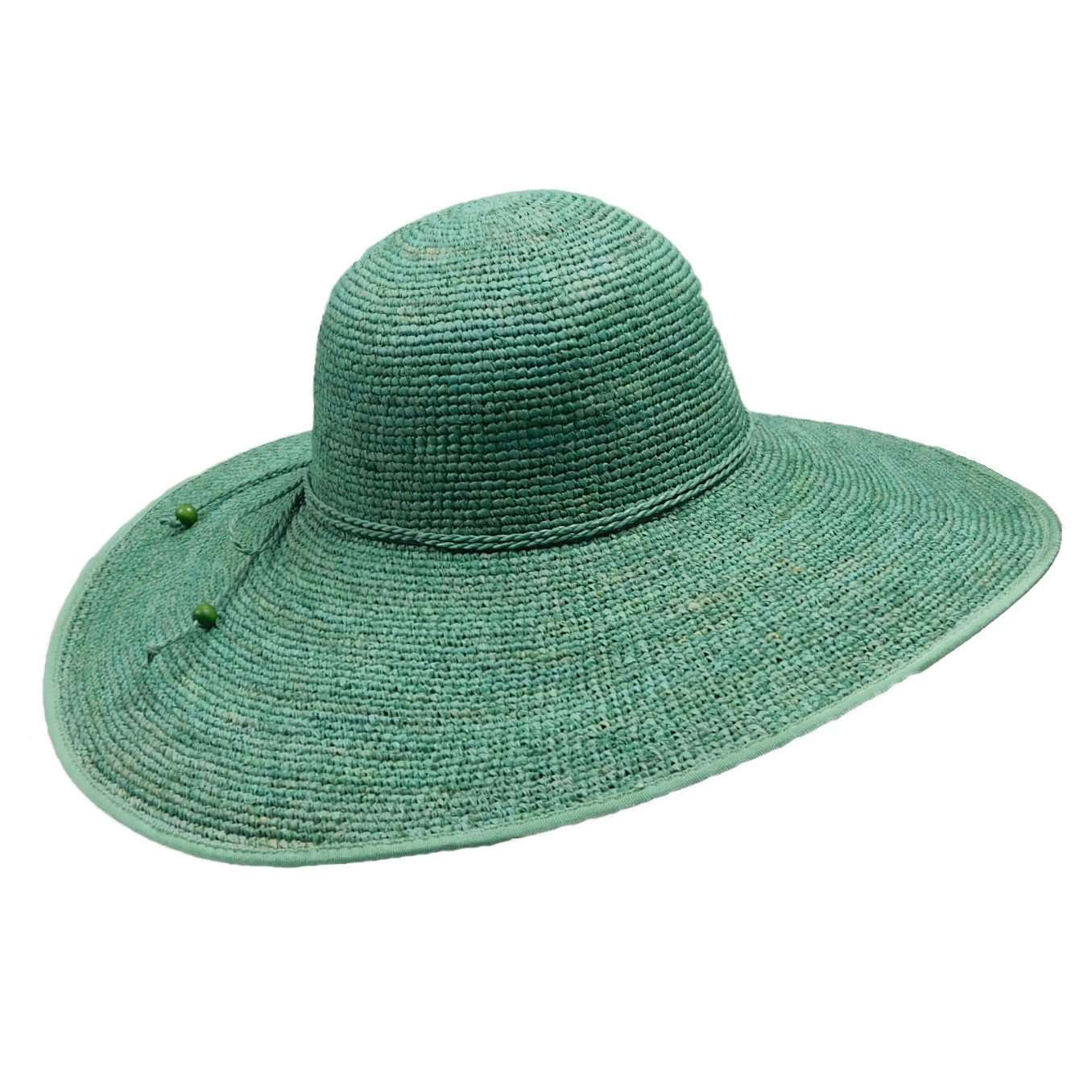 Crochet Raffia Beach Hat Wide Brim Sun Hat Something Special LA WSRA482TL Teal  