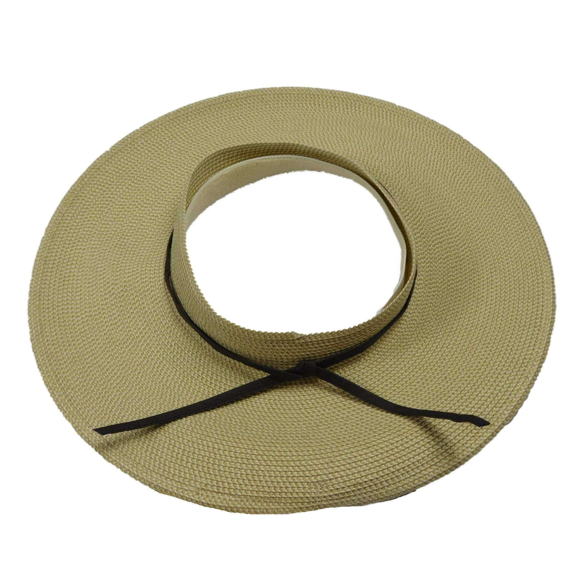 Crownless Sun Visor Hat - Packable Sun Protection for Women Black Tweed