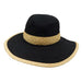 Ribbon Sun Hat with Raffia Trim by JSA for Women Floppy Hat Jeanne Simmons WSPS467BK Black  