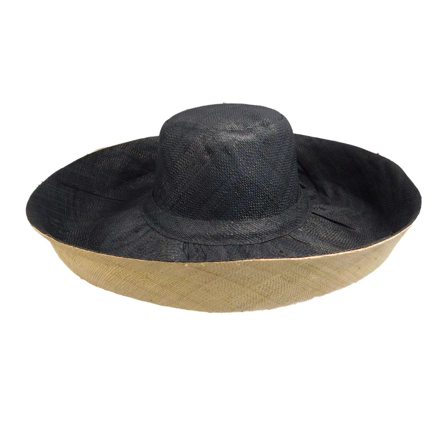 Madagascar Raffia Wide Brim Two Tone Beach Hat  display picture 1