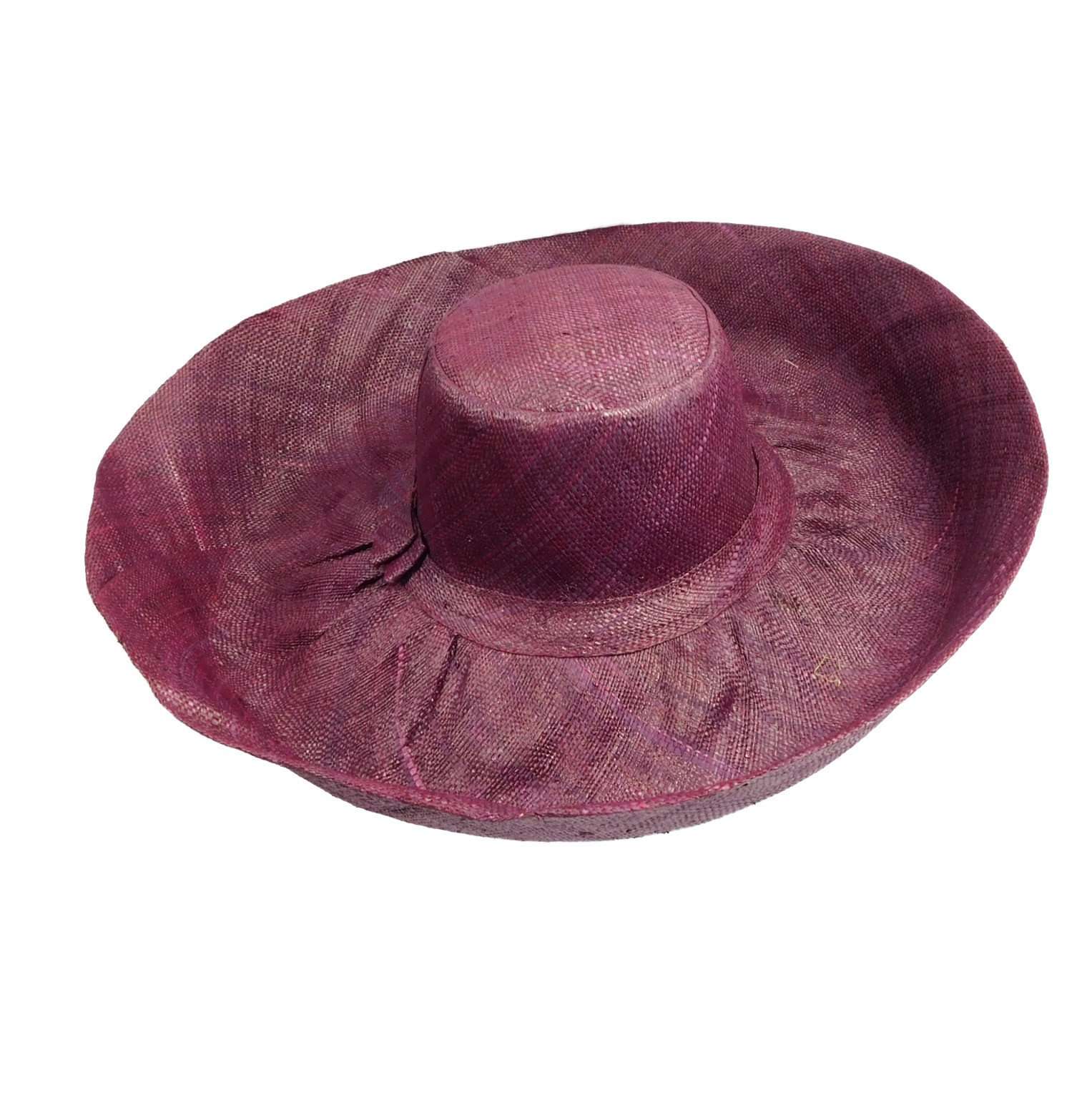 Callanan Vintage Crocheted Raffia Sun Hat – Wide Brim, Scalloped Edge – Purple Crochet Raffia Sun Hats - Etsy main image 3