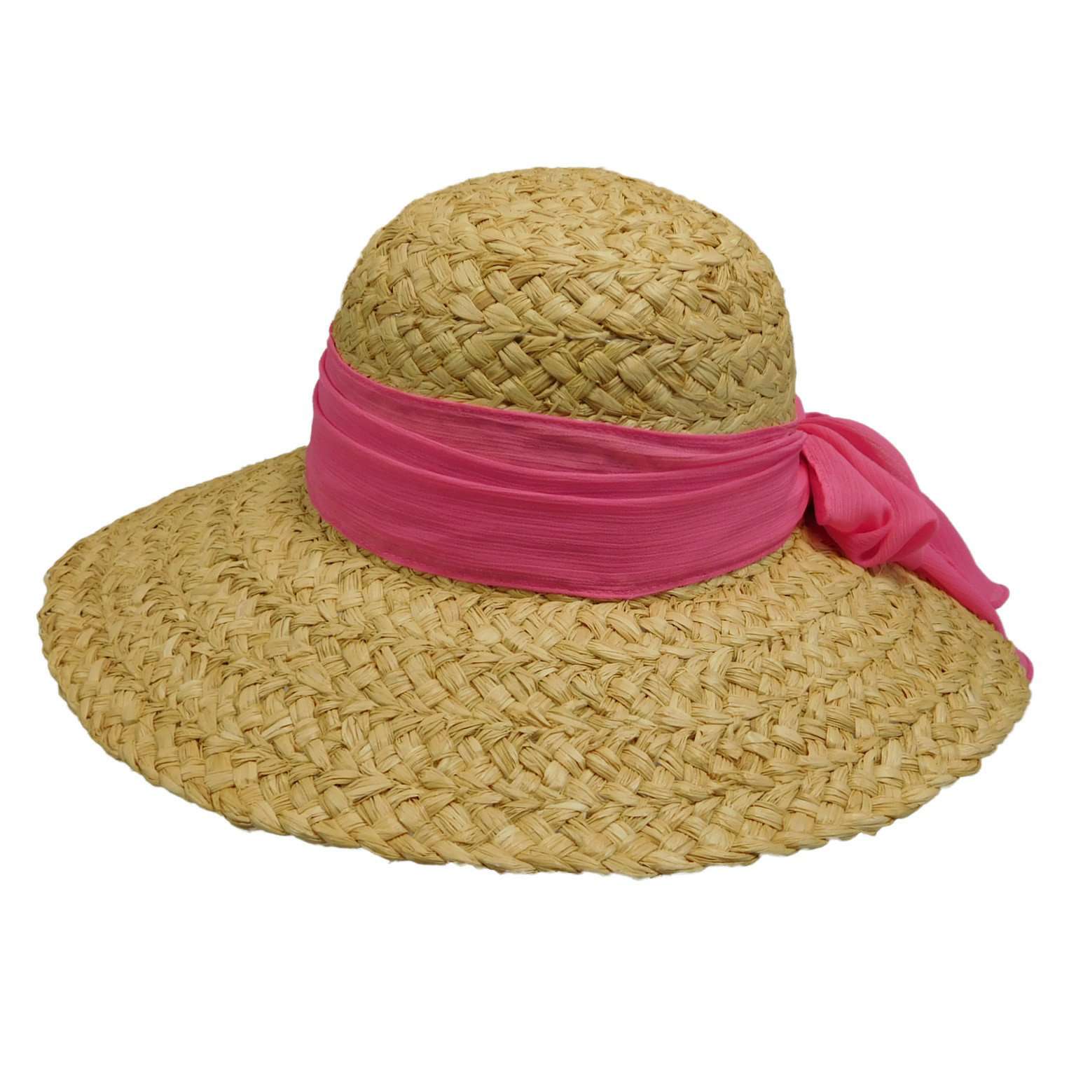 Raffia Sun Hat with Georgette Scarf Wide Brim Hat Cappelli Straworld    
