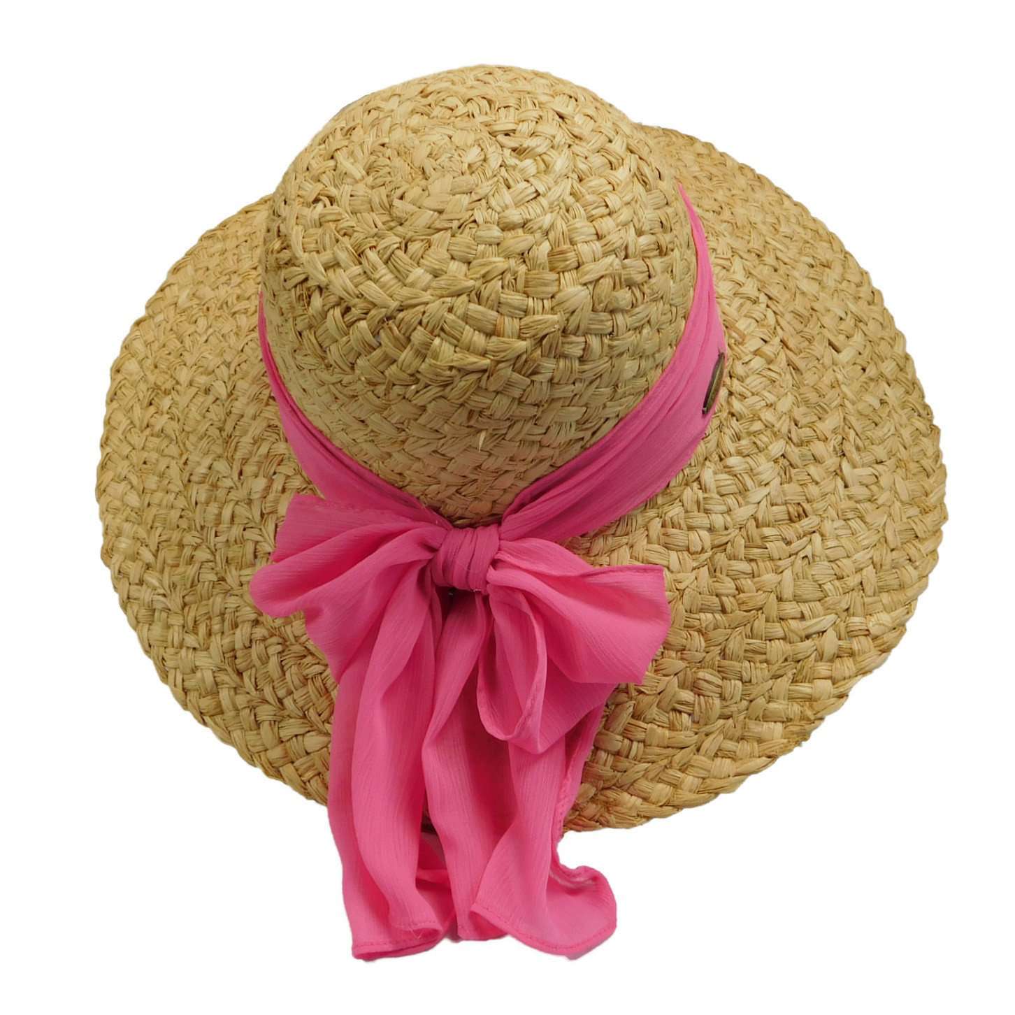 Raffia Sun Hat with Georgette Scarf Wide Brim Hat Cappelli Straworld    