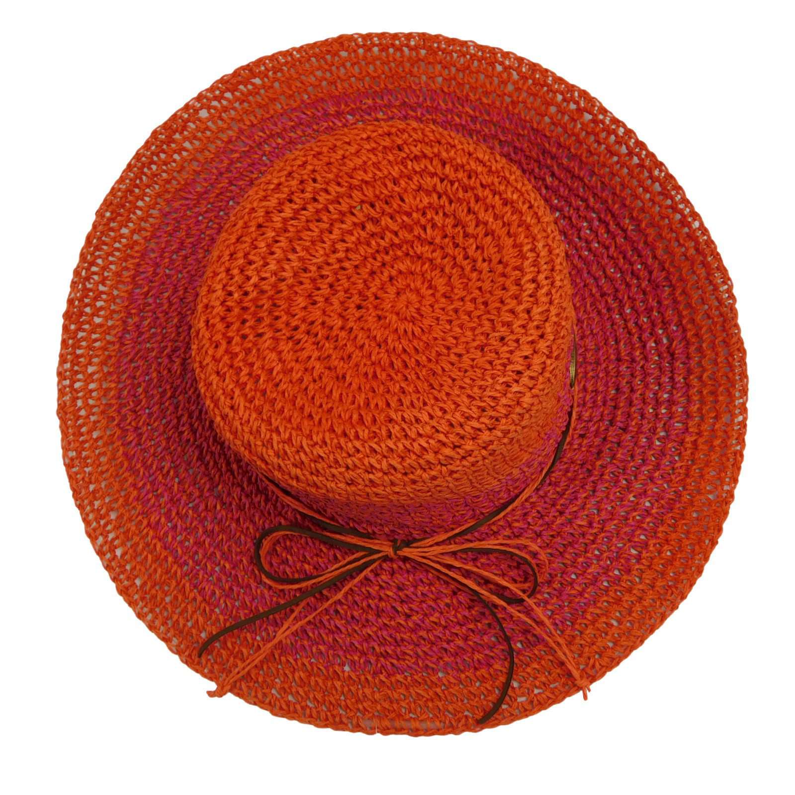 Hand Crocheted Twisted Toyo Floppy Hat - Cappelli Straworld Floppy Hat Cappelli Straworld WSTS499OR Orange Medium (57 cm) 