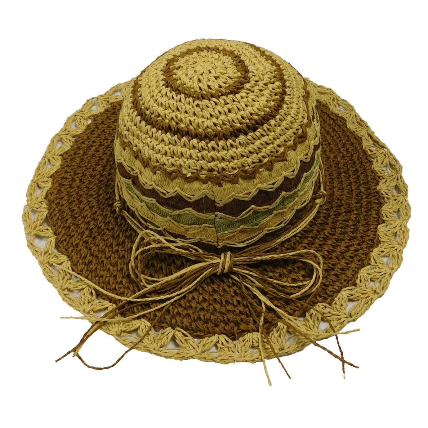 Brown Crochet Toyo Sun Hat, Wide Brim Sun Hat - SetarTrading Hats 