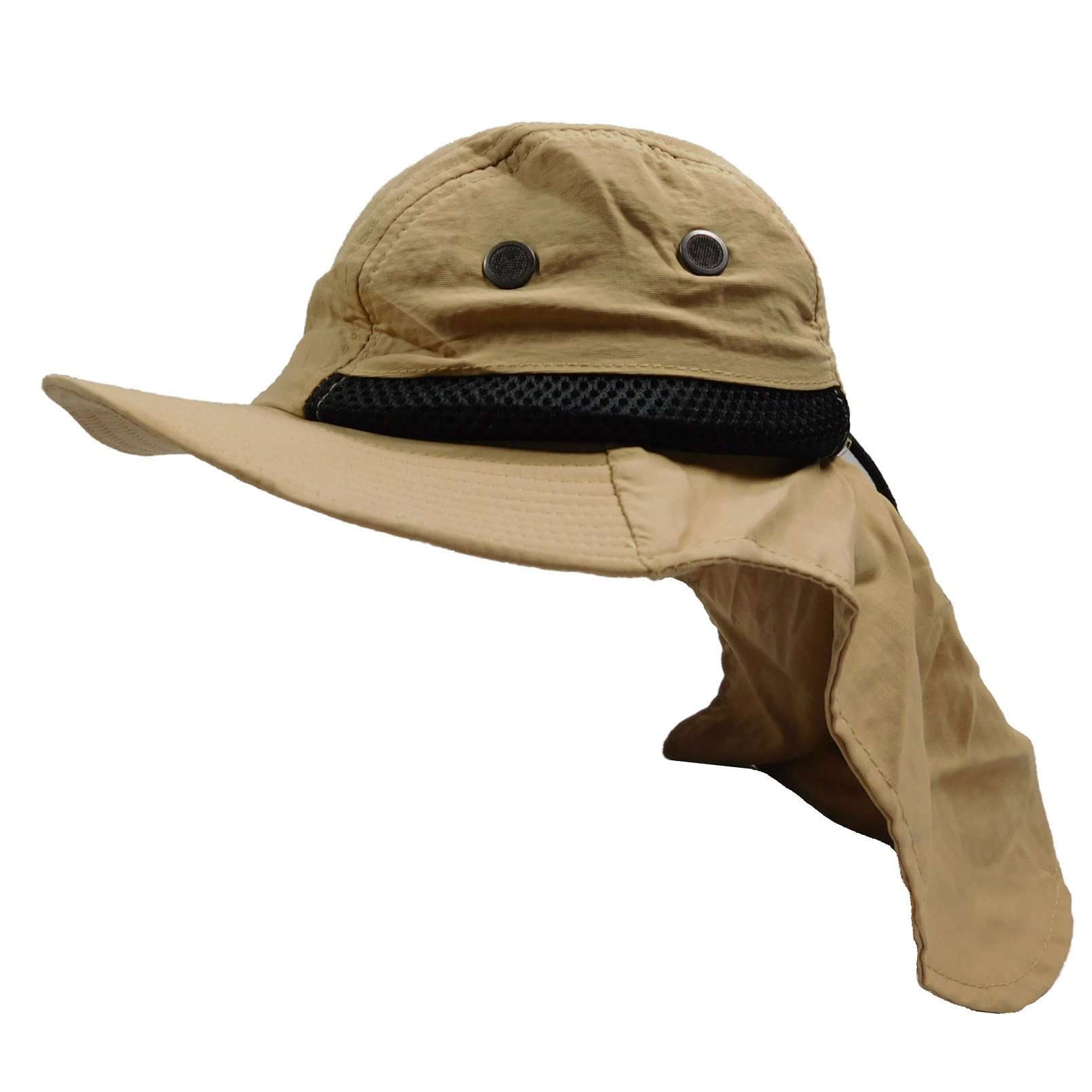 Small Heads Large Bill Cap with Neck Cover - Milani Hats Khaki / XS / S (50-54 cm)