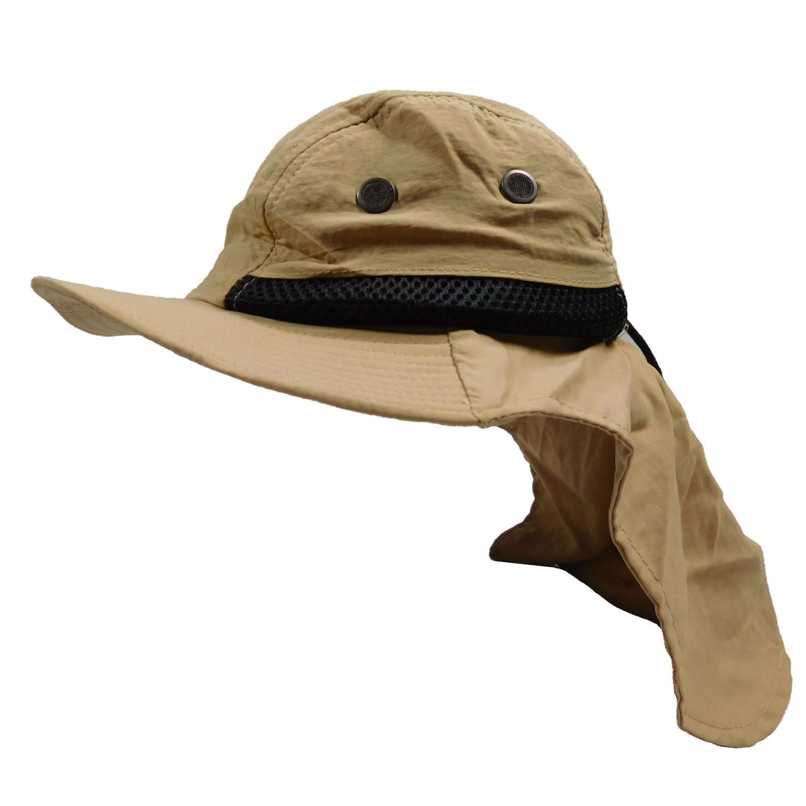 Small Heads Large Bill Cap with Neck Cover - Milani Hats Cap Milani Hats KF006-KH Khaki XS / S (50-54 cm) 