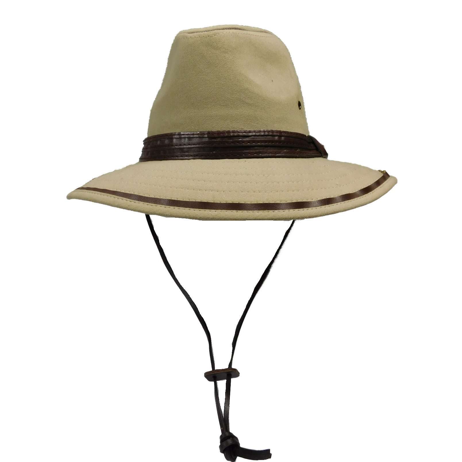 Milani Twill Safari with Chin Cord Safari Hat Milani Hats MSP1000KHS Khaki S/M 