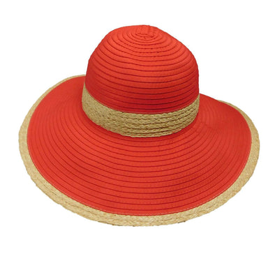 Ribbon Sun Hat with Raffia Trim - Boardwalk Style Wide Brim Sun Hat Boardwalk Style Hats WSDA467RD Red Medium (57 cm) 