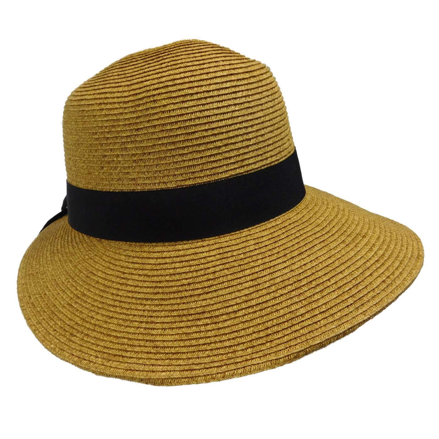 Asymmetrical Brim Summer Hat with Iridescent Band - DNMC Wide Brim Hat Boardwalk Style Hats    