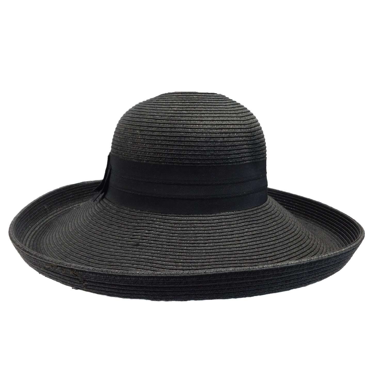 Large Up Turned Brim Sun Hat Wide Brim Hat Boardwalk Style Hats WSPS835BK Black  