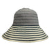 Striped Denim Ribbon Crusher Bucket Hat - Boardwalk Style Wide Brim Hat Boardwalk Style Hats DA965BL Blue Medium (57 cm) 