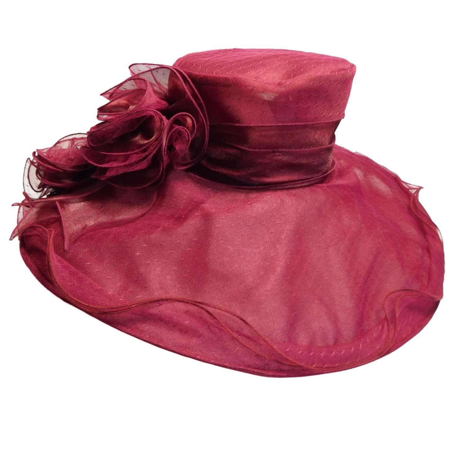 Lace Ruffle Organza Hat, Dress Hat - SetarTrading Hats 