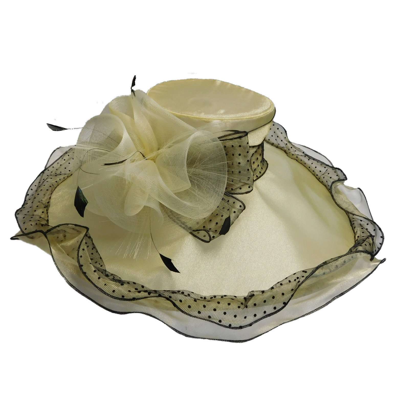 Polka Dot Ruffle Organza Hat, Dress Hat - SetarTrading Hats 