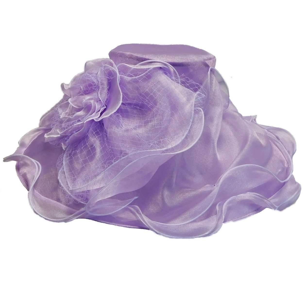 Ruffle Flower Netting Organza Hat, Dress Hat - SetarTrading Hats 
