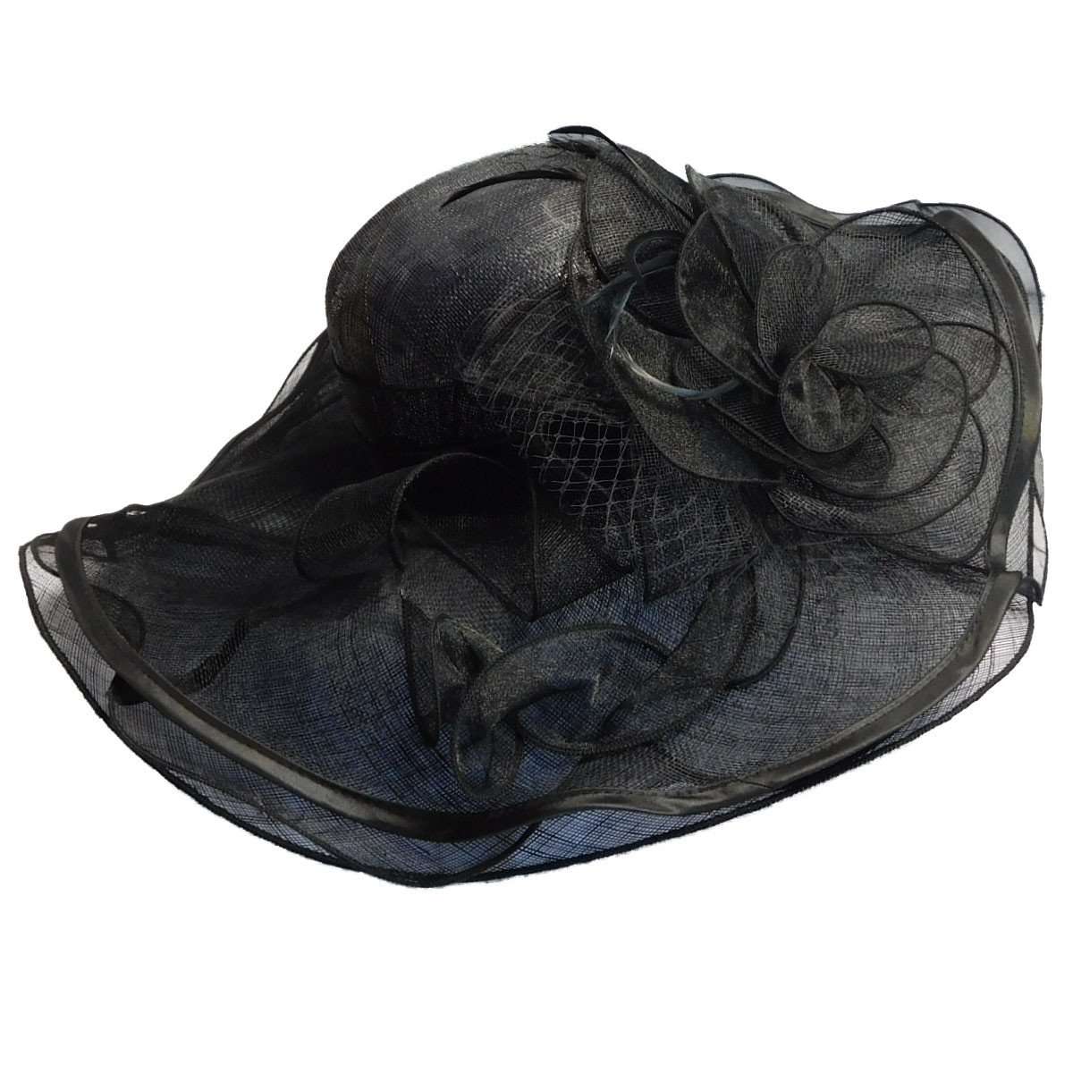 Layered Sinamay Derby Hat with Satin Trim, Dress Hat - SetarTrading Hats 