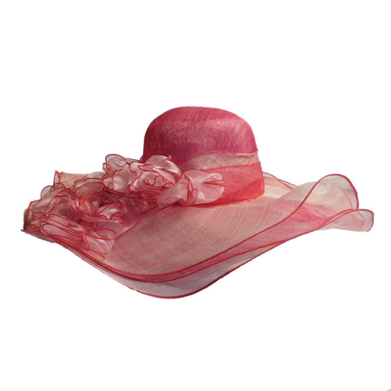 Layered Sinamay Hat with Sheer Flowers, Dress Hat - SetarTrading Hats 
