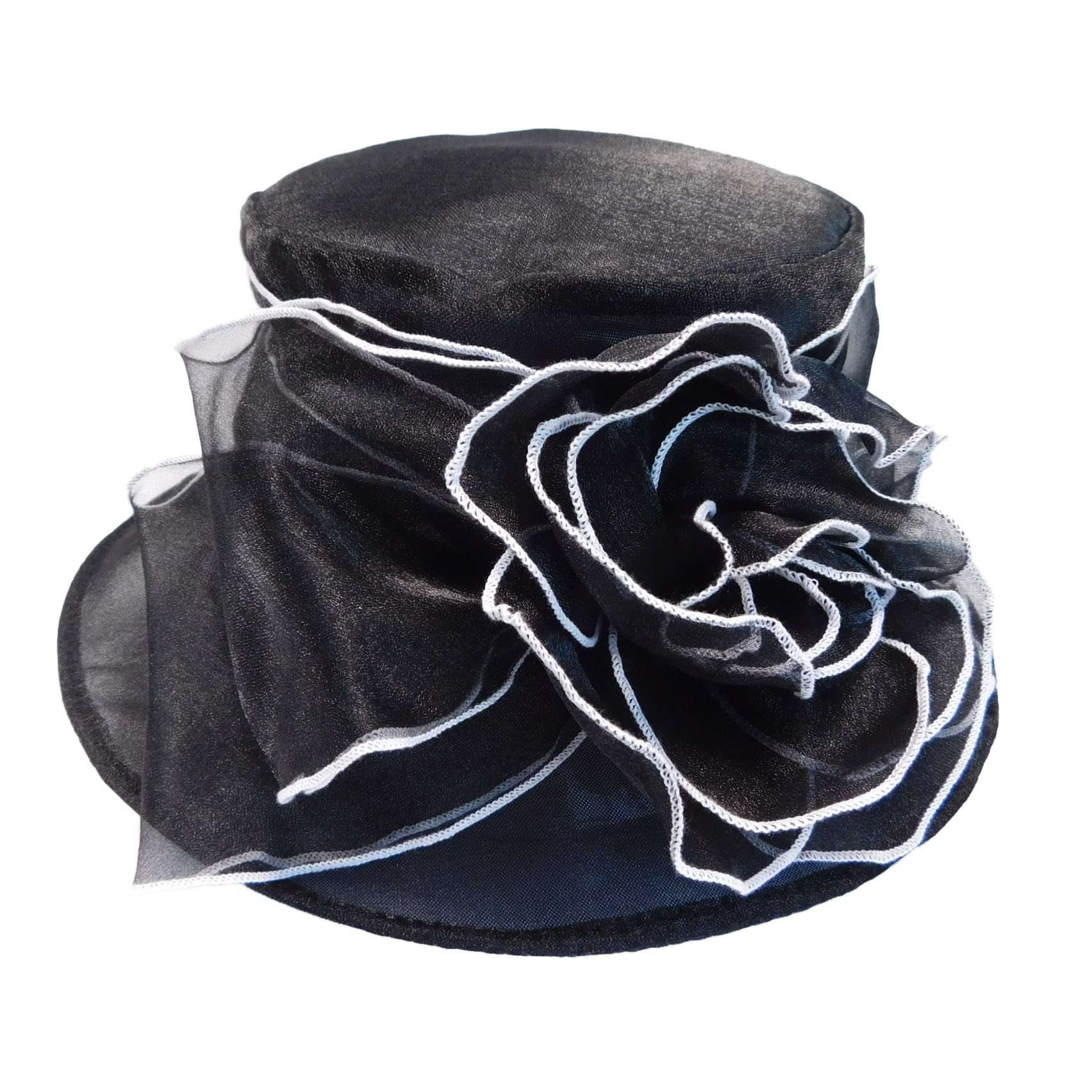 Organza Hat with Contrast Trim Dress Hat Jeanne Simmons WSJS6439BK Black  