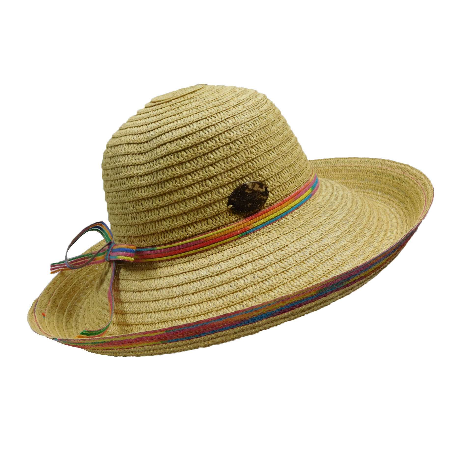 Panama Jack Kettle Brim Hat with Multicolor Trim Kettle Brim Hat Panama Jack Hats    