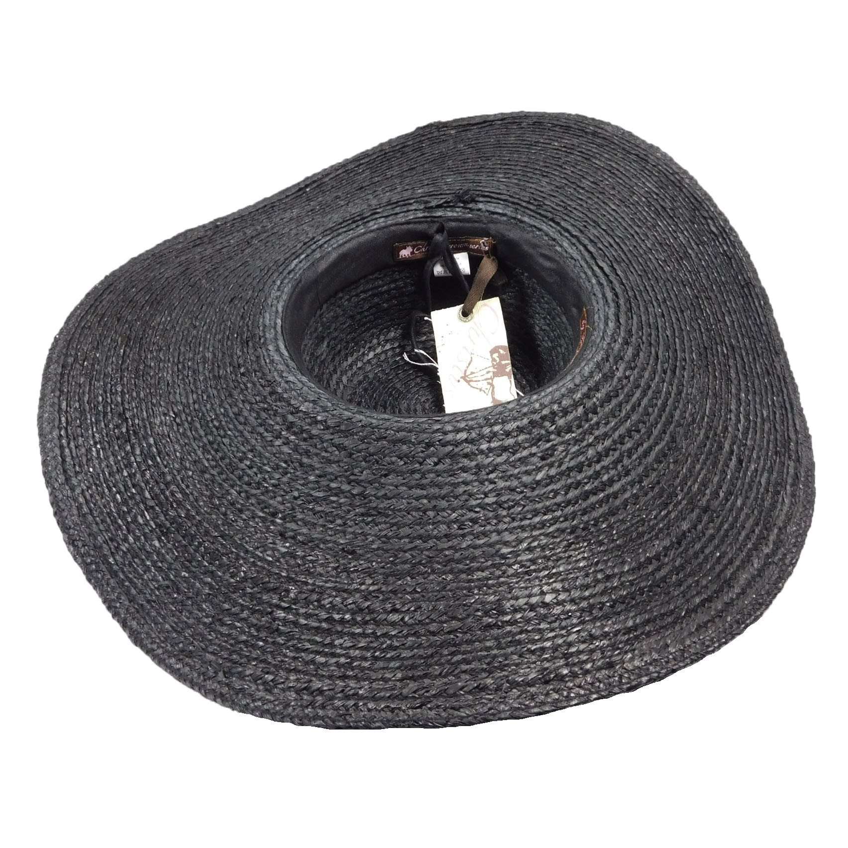 Black Extra Large Solid Straw Floppy Sunhat Black Bow Sun Hat – Unique Vintage main image 2