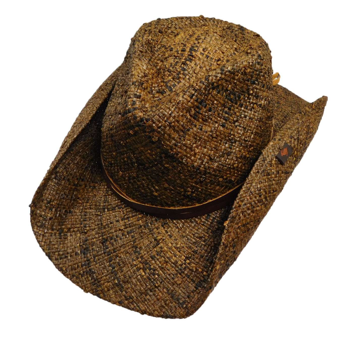 Peter Grimm NEW Cowboy ? brim Striped Crochet Straw Hat in Brown, Tan & Blue pgd3128-brn-o-hadley-peter-  main image 2