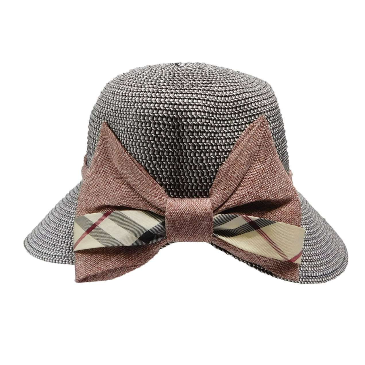 Small Brim Facesaver Hat with Plaid Bow Facesaver Hat JEL    