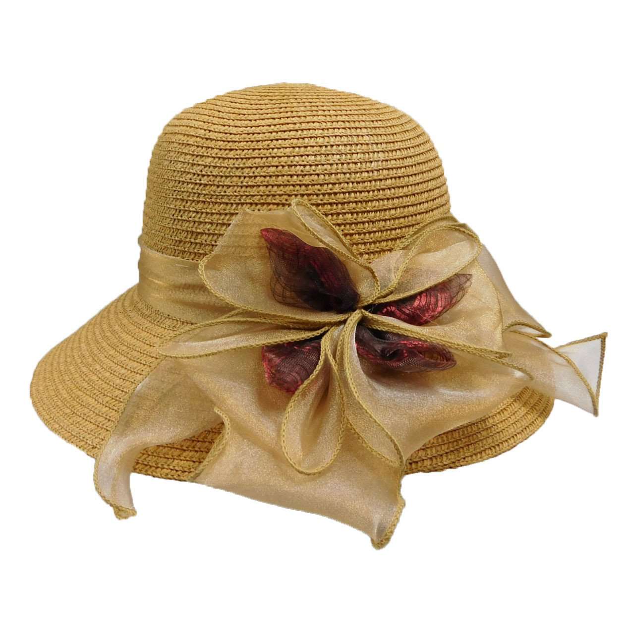 Summer Cloche with Organza Bow Cloche JEL WSldy56NT Natural  