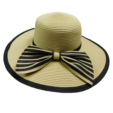 Sun Hat with Striped Bow Floppy Hat JEL WSldt023NT Natural  