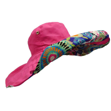 Sun Hat with Boho Lining Floppy Hat Jeanne Simmons WSldy052FC Fuchsia  