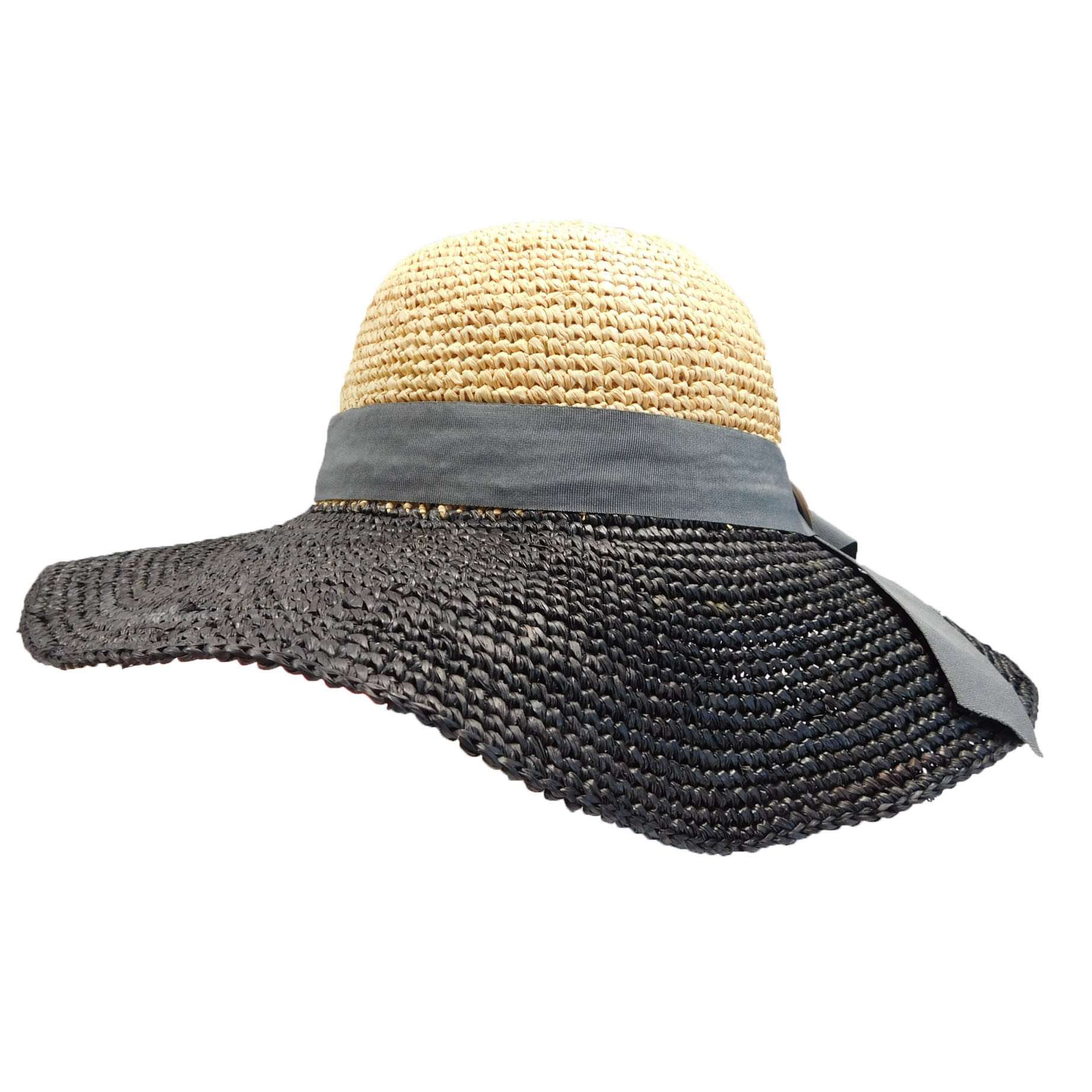Wide brim raffia sun hat with decorative band unisex http:// main image 4